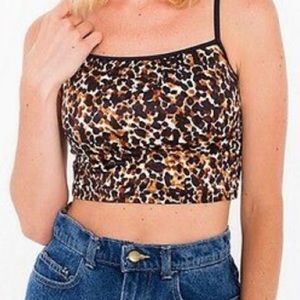 American Apparel XS Leopard Disco Crop Tank Top